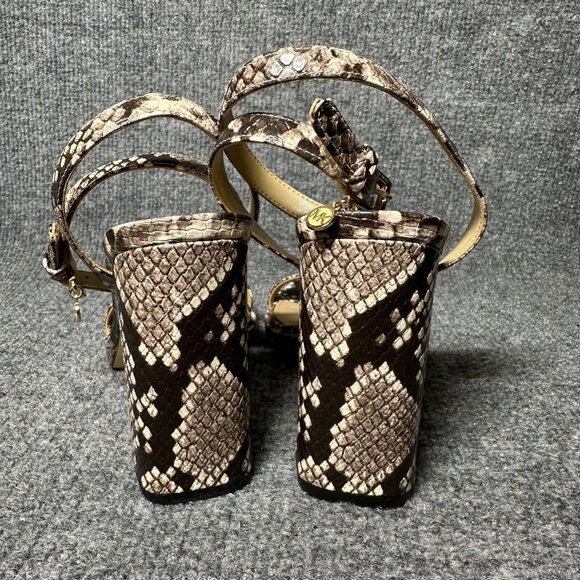 Michael Kors Snake Skin Print Block Heel Ankle Strap Sandals Size 8.5M - Picture 3 of 9